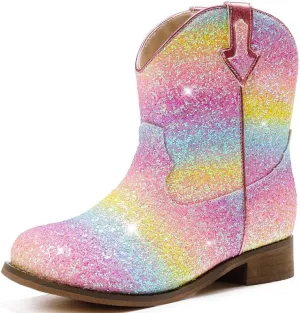 Toddler Girls Cowgirl Boots Western Glitter Cowboy Boot Ankle Boots Little Kids Big Kid Horse Riding Shoes Party Birthday Dress Up