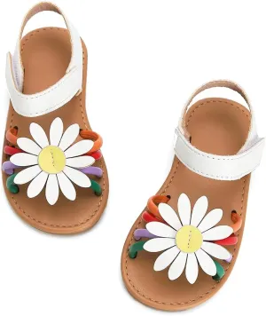 Toddler Girls Sandals Open Toe Summer Flats Flower Girl Dress Shoes for Baby Little Kids
