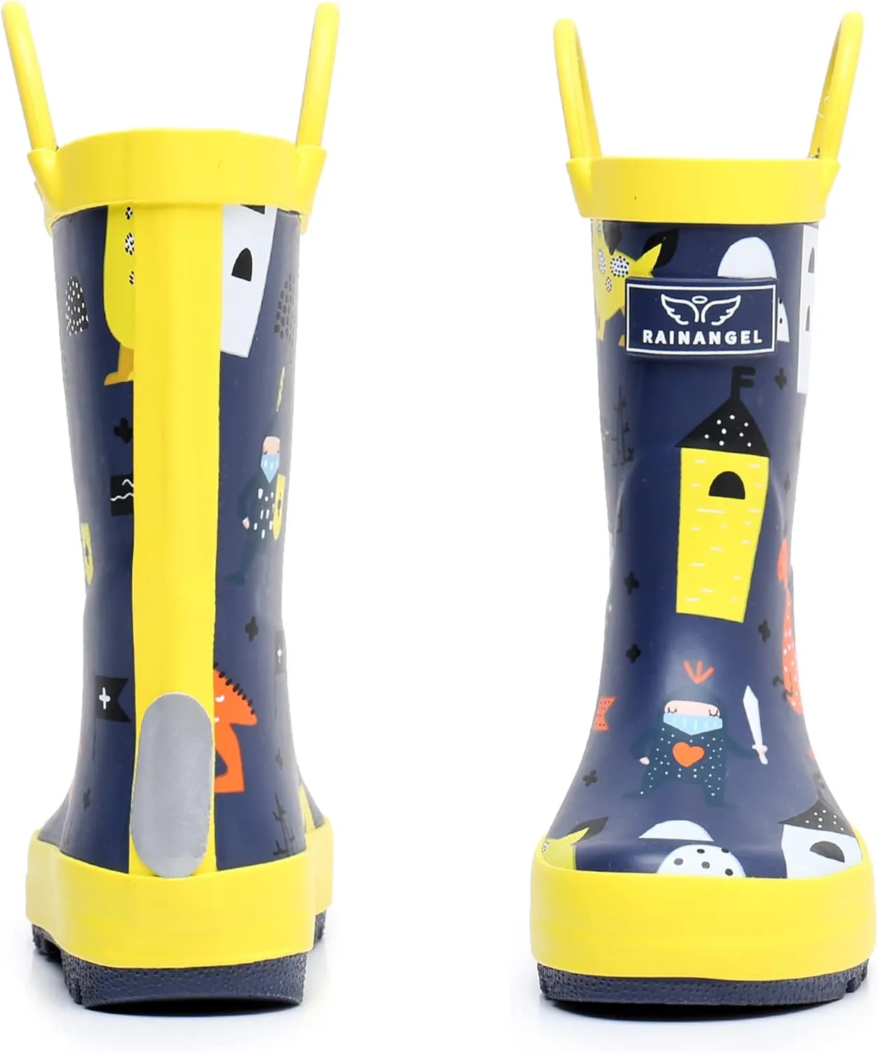 Toddler Rain Boots with Easy-On Handles, Waterproof Rubber Kids Rain Boots for Girls and Boys, in Fun Printed & Colors Unisex-Child Outdoor Rain Boots