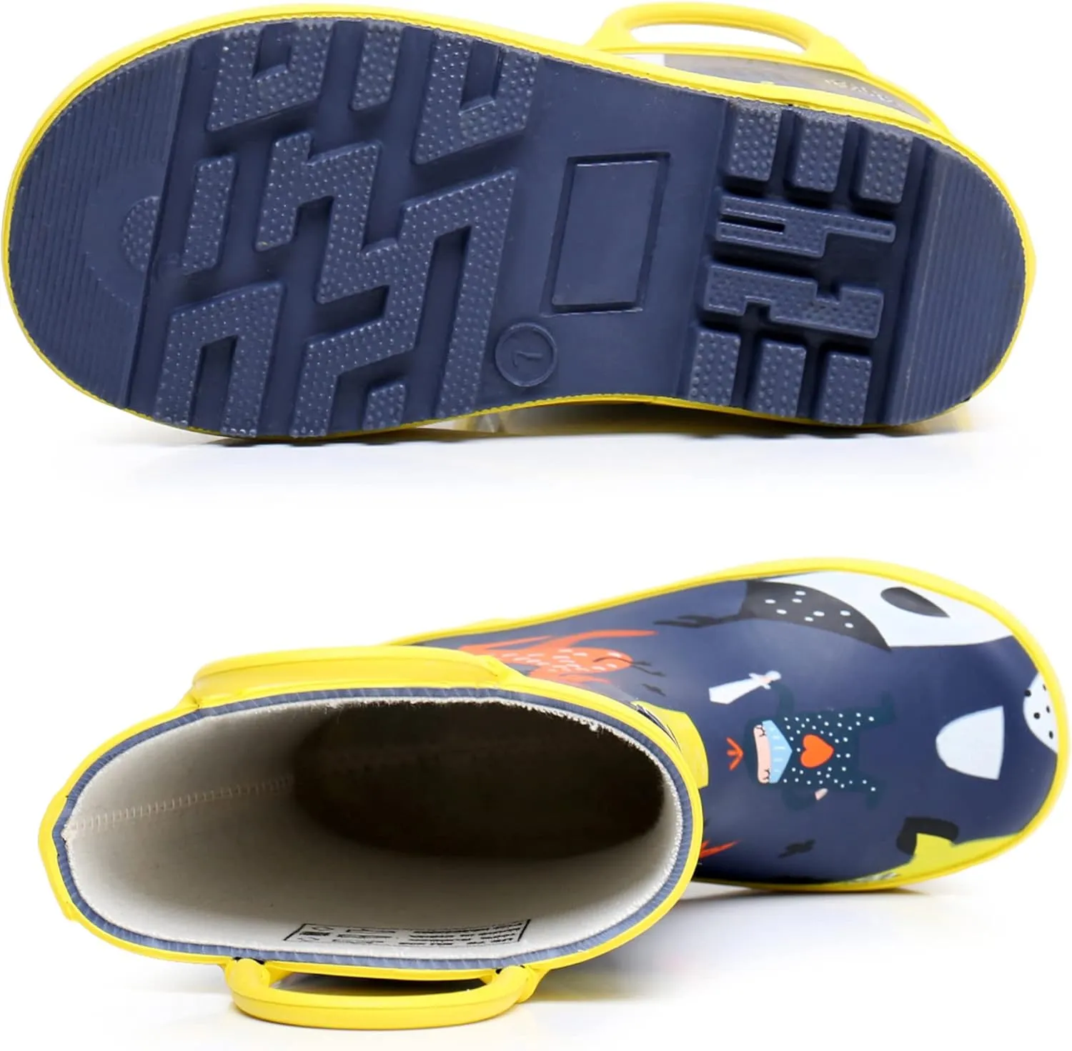 Toddler Rain Boots with Easy-On Handles, Waterproof Rubber Kids Rain Boots for Girls and Boys, in Fun Printed & Colors Unisex-Child Outdoor Rain Boots