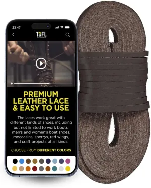 TOFL Leather Boot Laces|1/8 Inch Thick 72 Inches Long|2 Leather Strips [1 Pair]