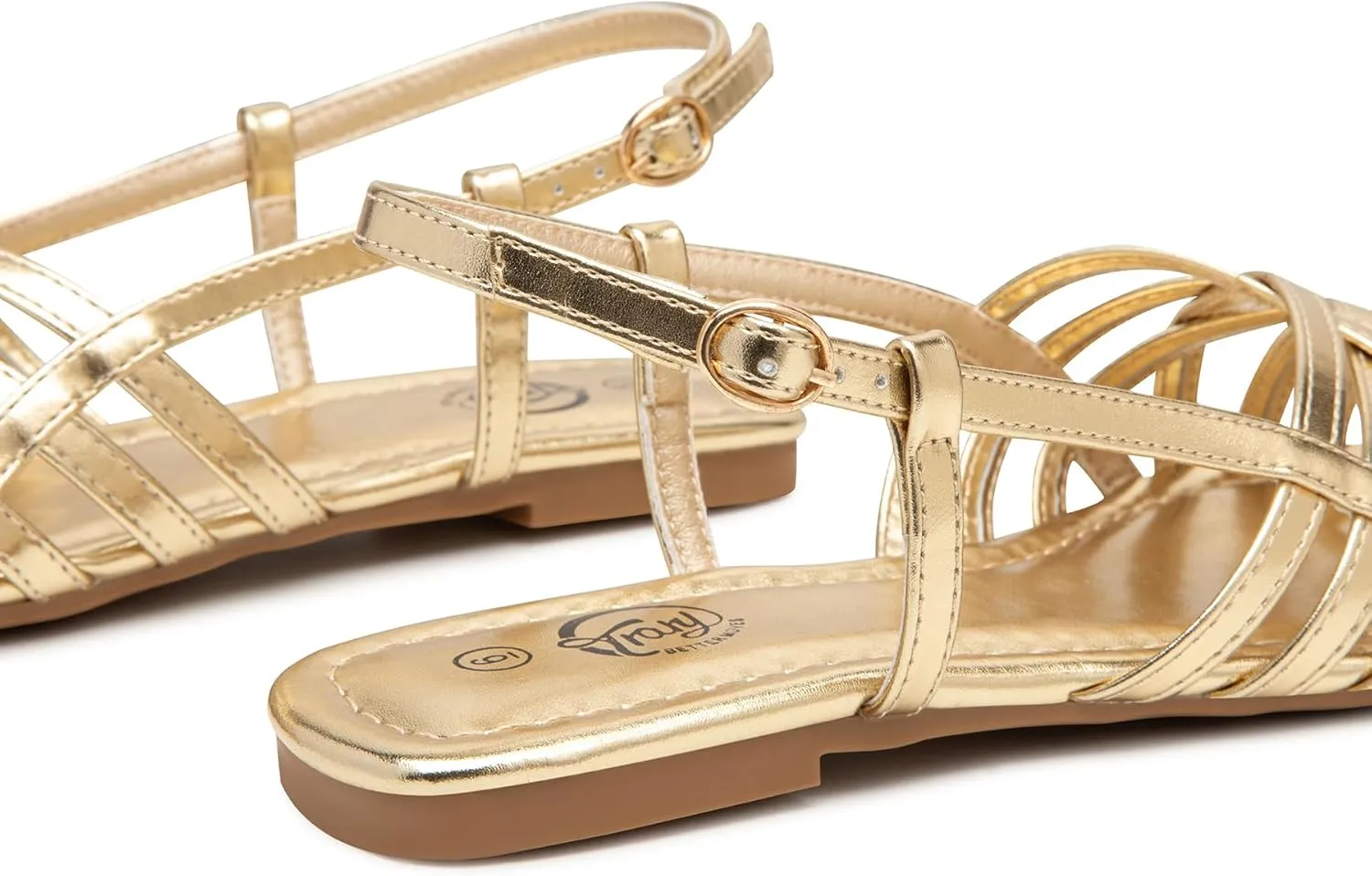 Trary Women's Flat Sandals Gladiator Sandals for Women Comfortable Ankle Strap Sandals Casual Fisherman Strappy Sandals for Women Dressy Summer Beach Shoes