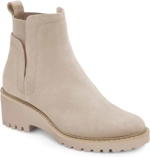 Trish Lucia Womens Platform Lug Sole Chelsea Boots Ankle High Chunky Block Heel Non-Slip Suede Leather Slip on Combat Fashion Booties