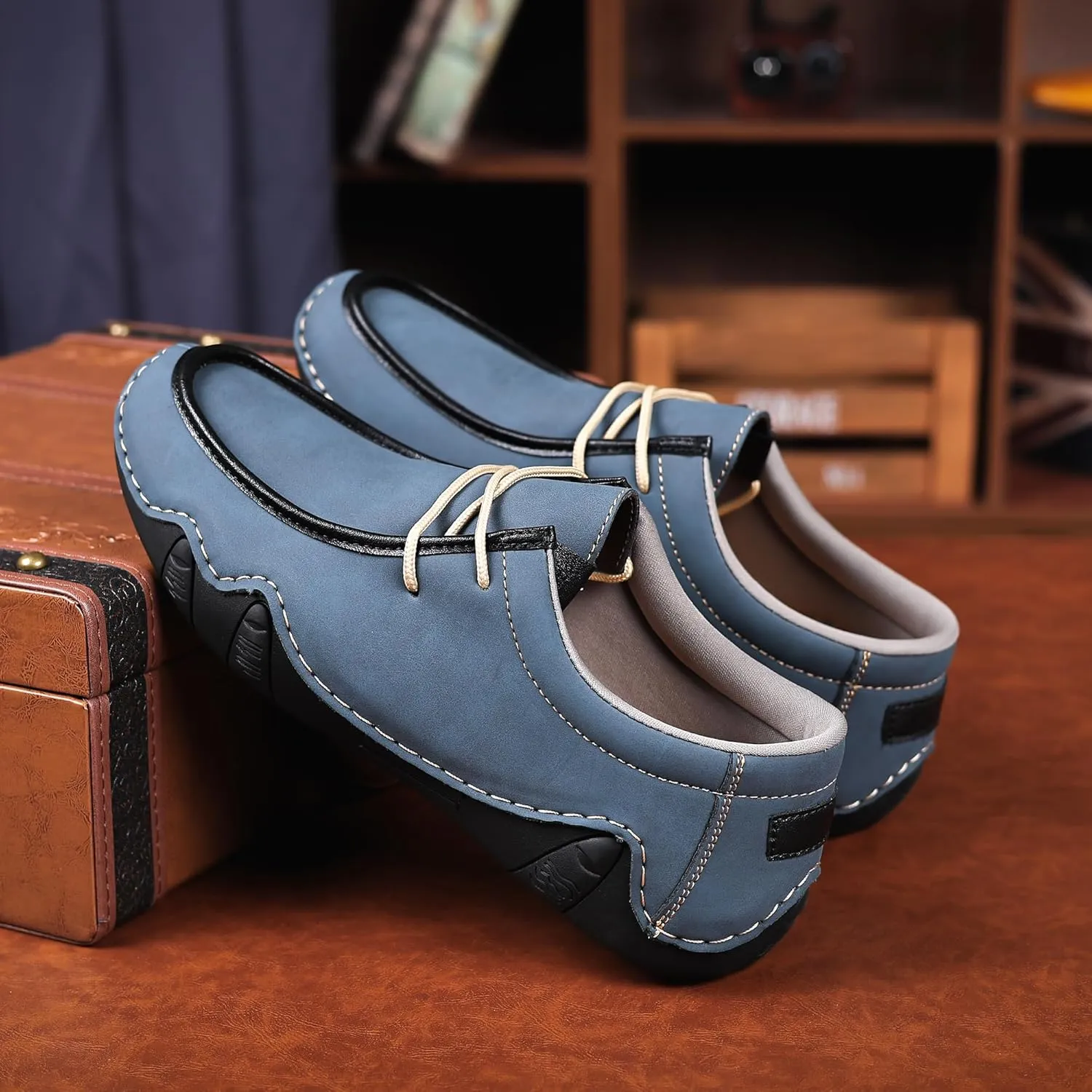 Trsorini Mens Casual Fashion Sneakers Driving Walking Climbing Shoes Beck Shoes Soft Moccasin Shoes