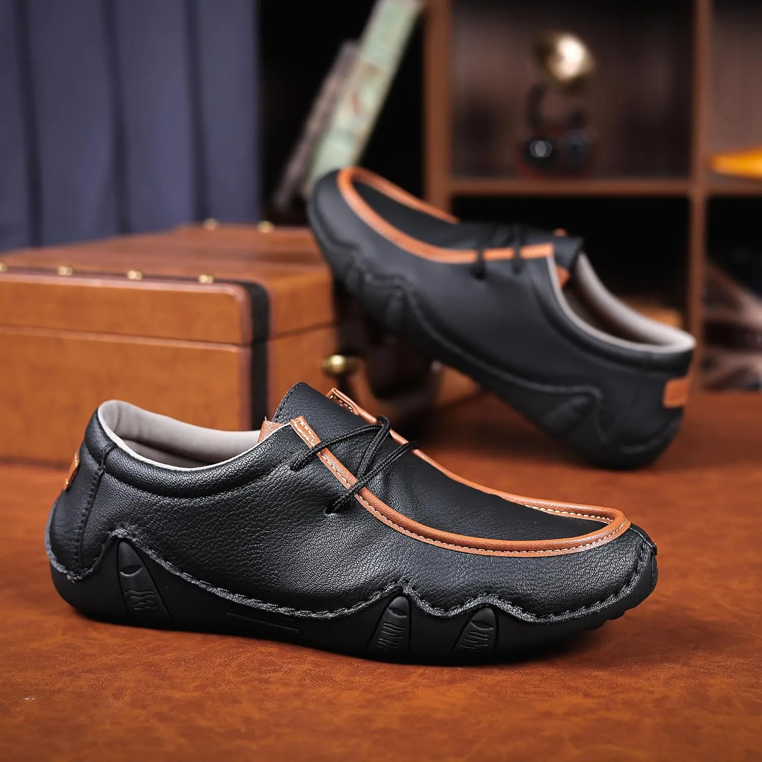 Trsorini Mens Casual Fashion Sneakers Driving Walking Climbing Shoes Beck Shoes Soft Moccasin Shoes