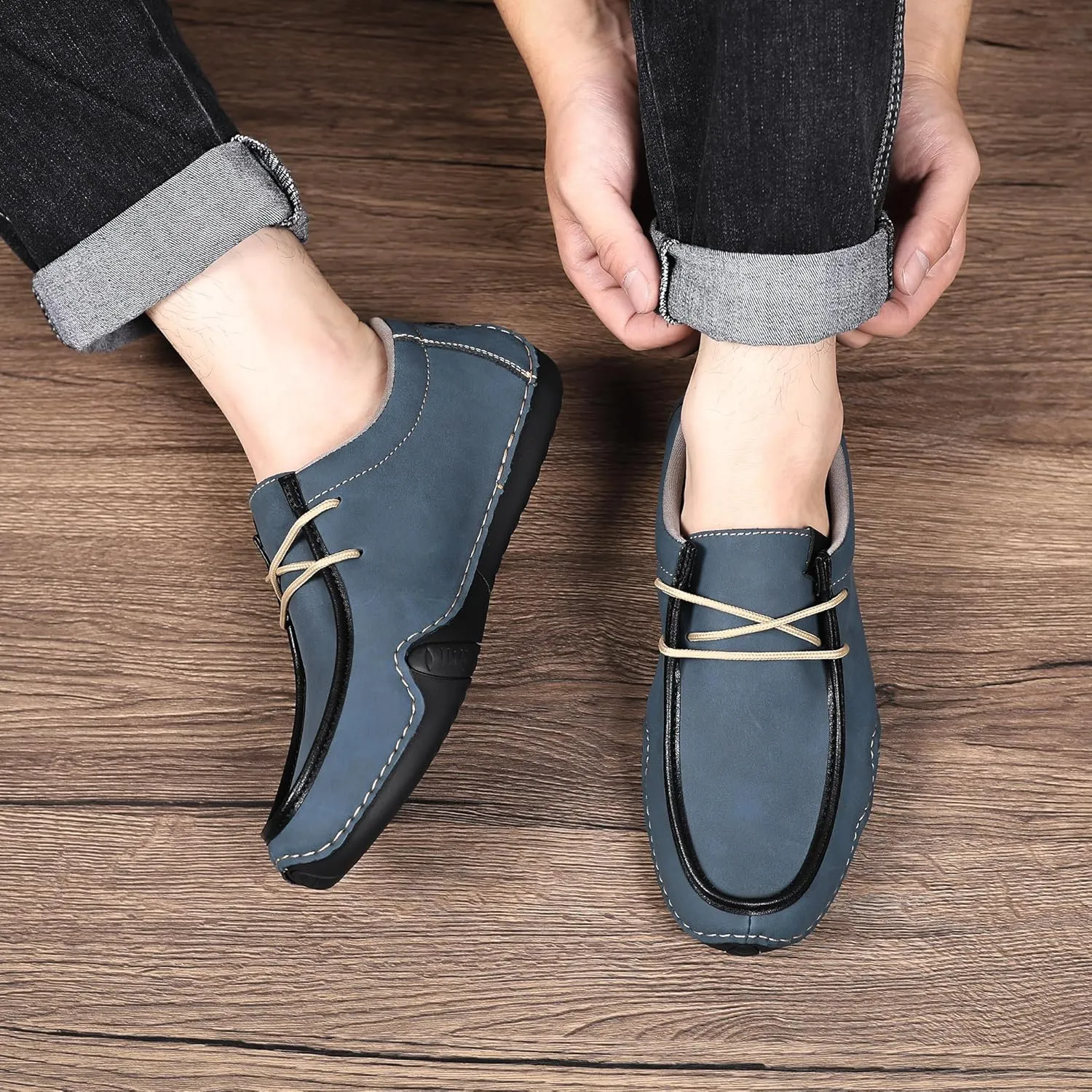 Trsorini Mens Casual Fashion Sneakers Driving Walking Climbing Shoes Beck Shoes Soft Moccasin Shoes