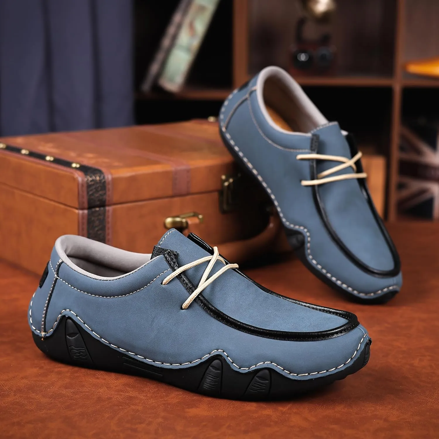 Trsorini Mens Casual Fashion Sneakers Driving Walking Climbing Shoes Beck Shoes Soft Moccasin Shoes