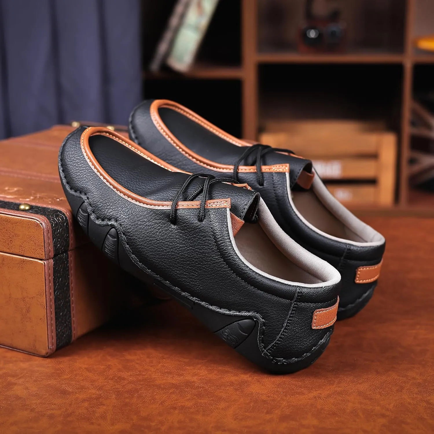 Trsorini Mens Casual Fashion Sneakers Driving Walking Climbing Shoes Beck Shoes Soft Moccasin Shoes