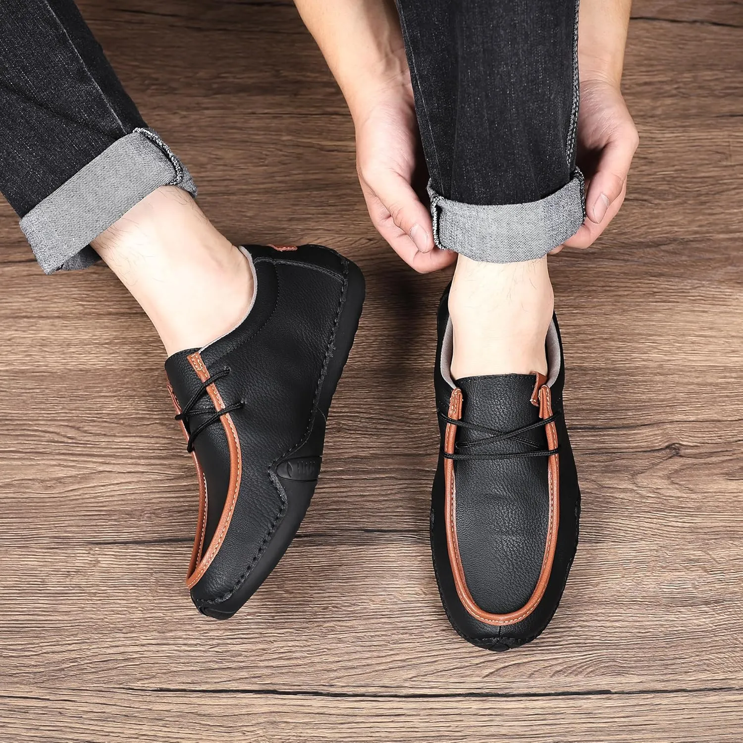 Trsorini Mens Casual Fashion Sneakers Driving Walking Climbing Shoes Beck Shoes Soft Moccasin Shoes