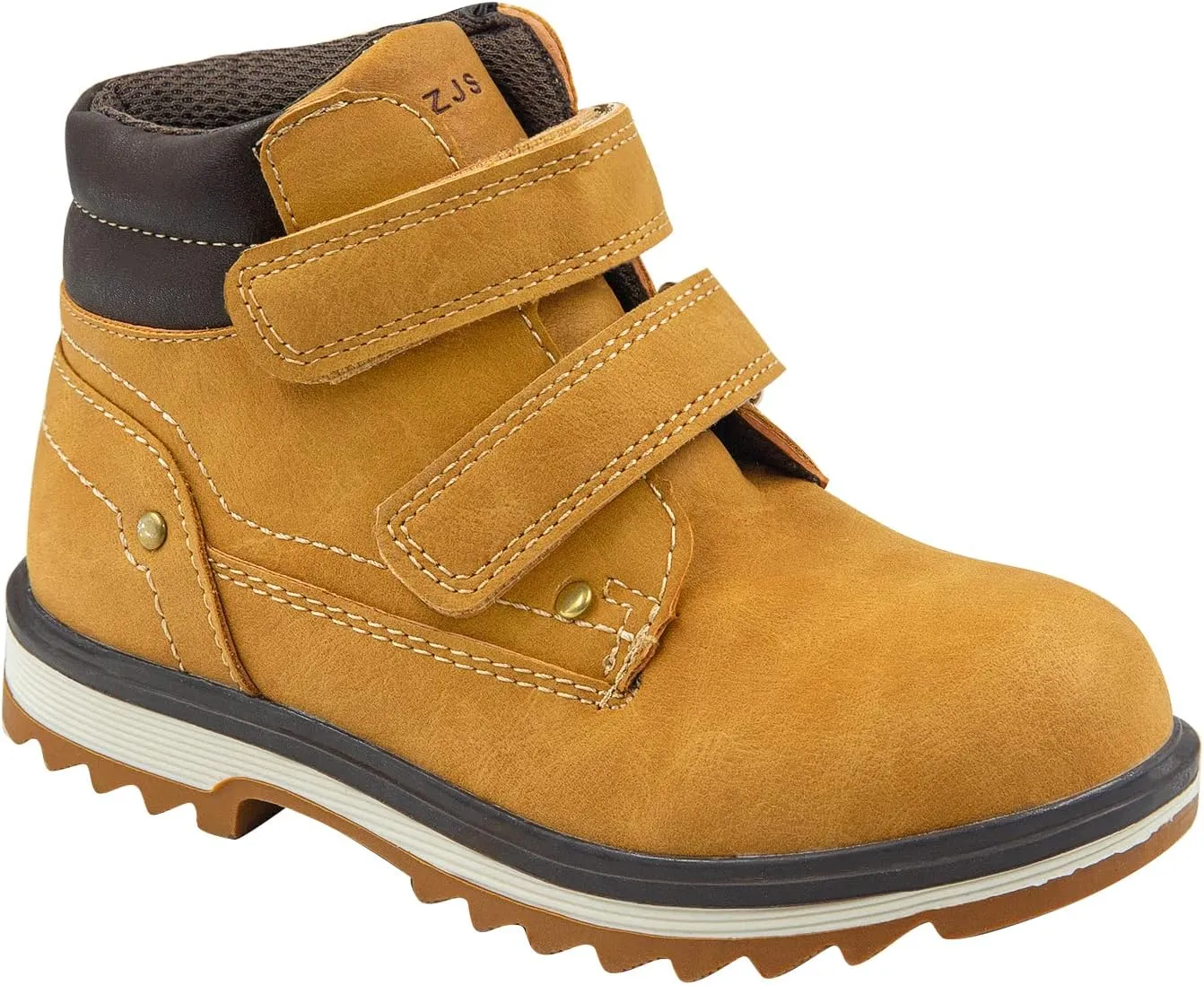 TZJS Kids' Hiking Work Boots for Boys Girls, Waterproof Outdoor Ankle Boots with Hook and Loop