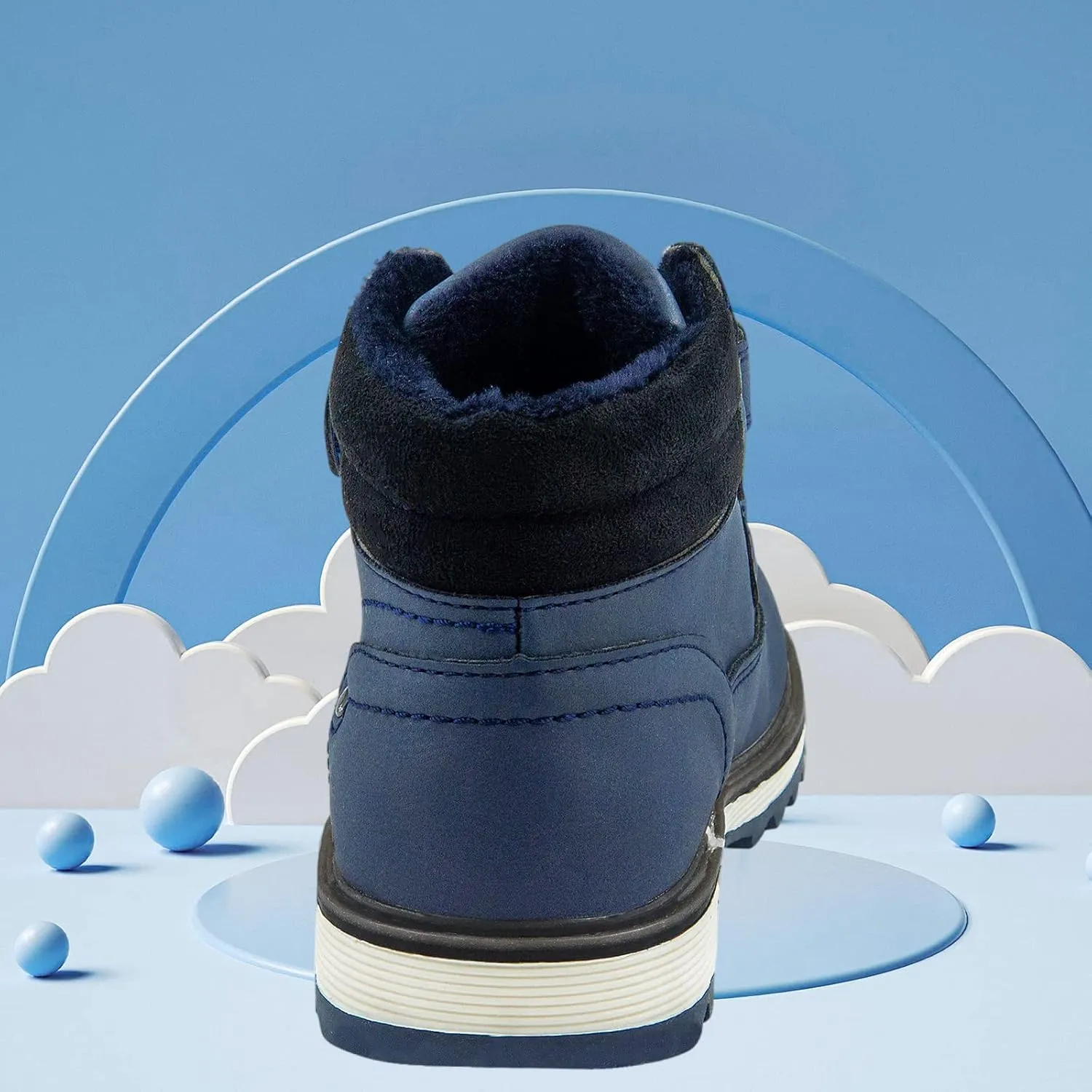 TZJS Kids' Hiking Work Boots for Boys Girls, Waterproof Outdoor Ankle Boots with Hook and Loop