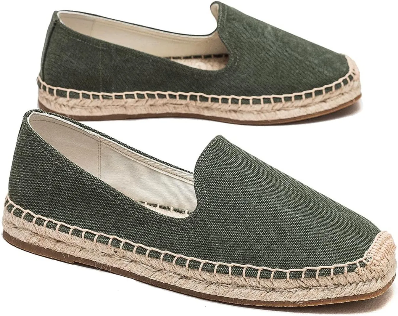 U-lite Men's Classic Suede Canvas Round Cap Toe Espadrilles Loafers Pure Color Slip On Comfortable Flats Shoes
