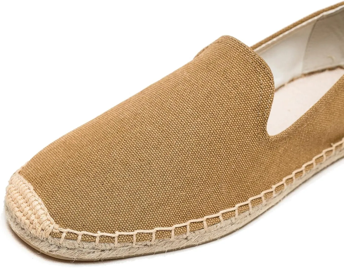 U-lite Men's Classic Suede Canvas Round Cap Toe Espadrilles Loafers Pure Color Slip On Comfortable Flats Shoes