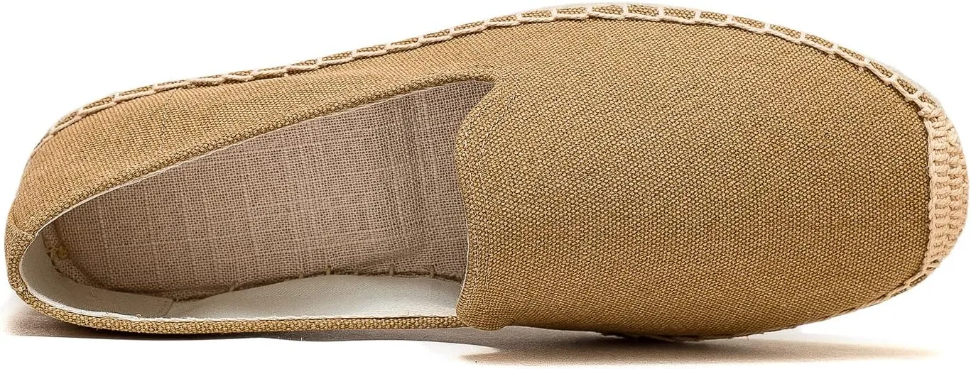 U-lite Men's Classic Suede Canvas Round Cap Toe Espadrilles Loafers Pure Color Slip On Comfortable Flats Shoes