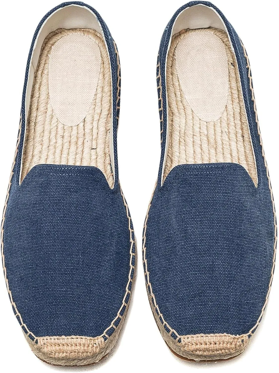 U-lite Men's Classic Suede Canvas Round Cap Toe Espadrilles Loafers Pure Color Slip On Comfortable Flats Shoes