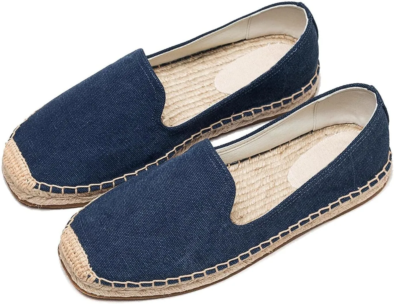 U-lite Men's Classic Suede Canvas Round Cap Toe Espadrilles Loafers Pure Color Slip On Comfortable Flats Shoes