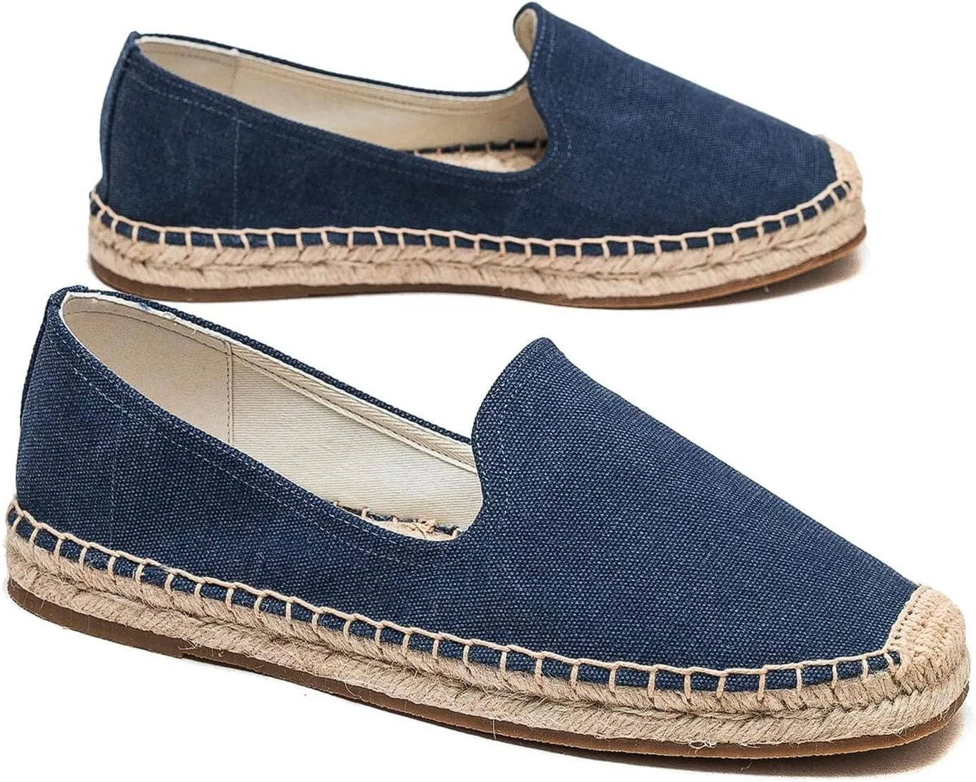 U-lite Men's Classic Suede Canvas Round Cap Toe Espadrilles Loafers Pure Color Slip On Comfortable Flats Shoes