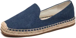 U-lite Men's Classic Suede Canvas Round Cap Toe Espadrilles Loafers Pure Color Slip On Comfortable Flats Shoes