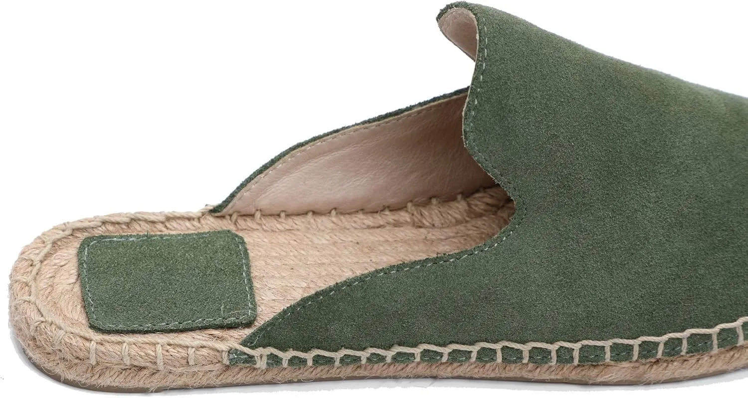U-lite Women's Simple Mule Breathable Flat Espadrilles Shoes, Pure Color Mules