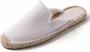 U-lite Women's Simple Mule Breathable Flat Espadrilles Shoes, Pure Color Mules