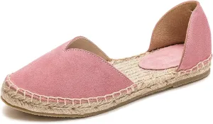 U-lite Women's Simple Suede Pointed Toe Espadrilles Flats Pure Color Slip On Comfortable Loafers Shoes