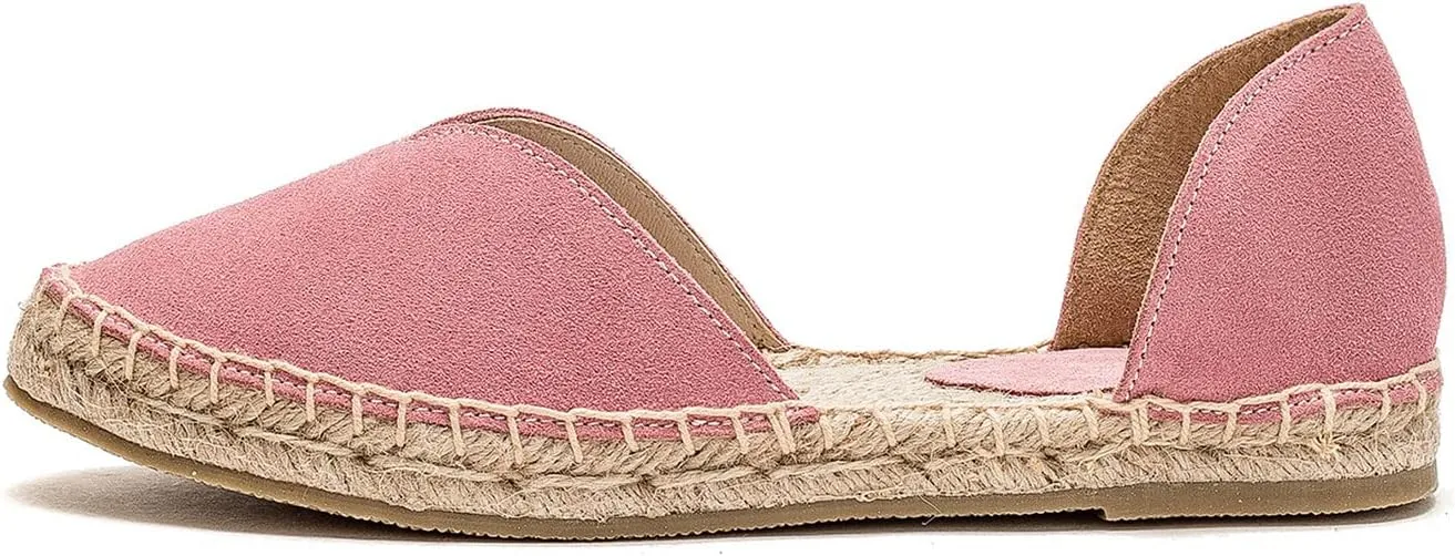 U-lite Women's Simple Suede Pointed Toe Espadrilles Flats Pure Color Slip On Comfortable Loafers Shoes