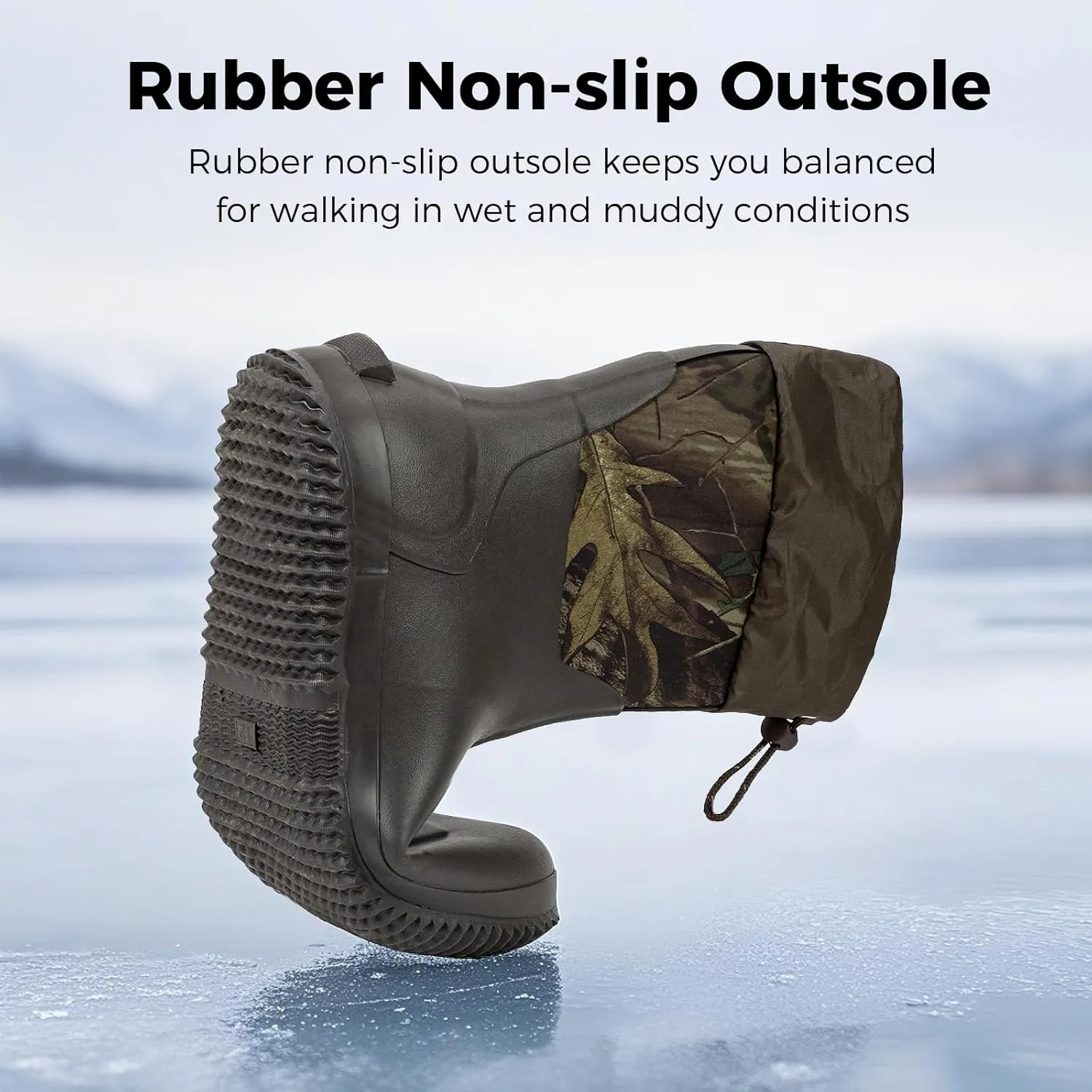 Ubon Men's Medium-High Waterproof Chloroprene Rubber Rain Boots for Farm and Garden Work