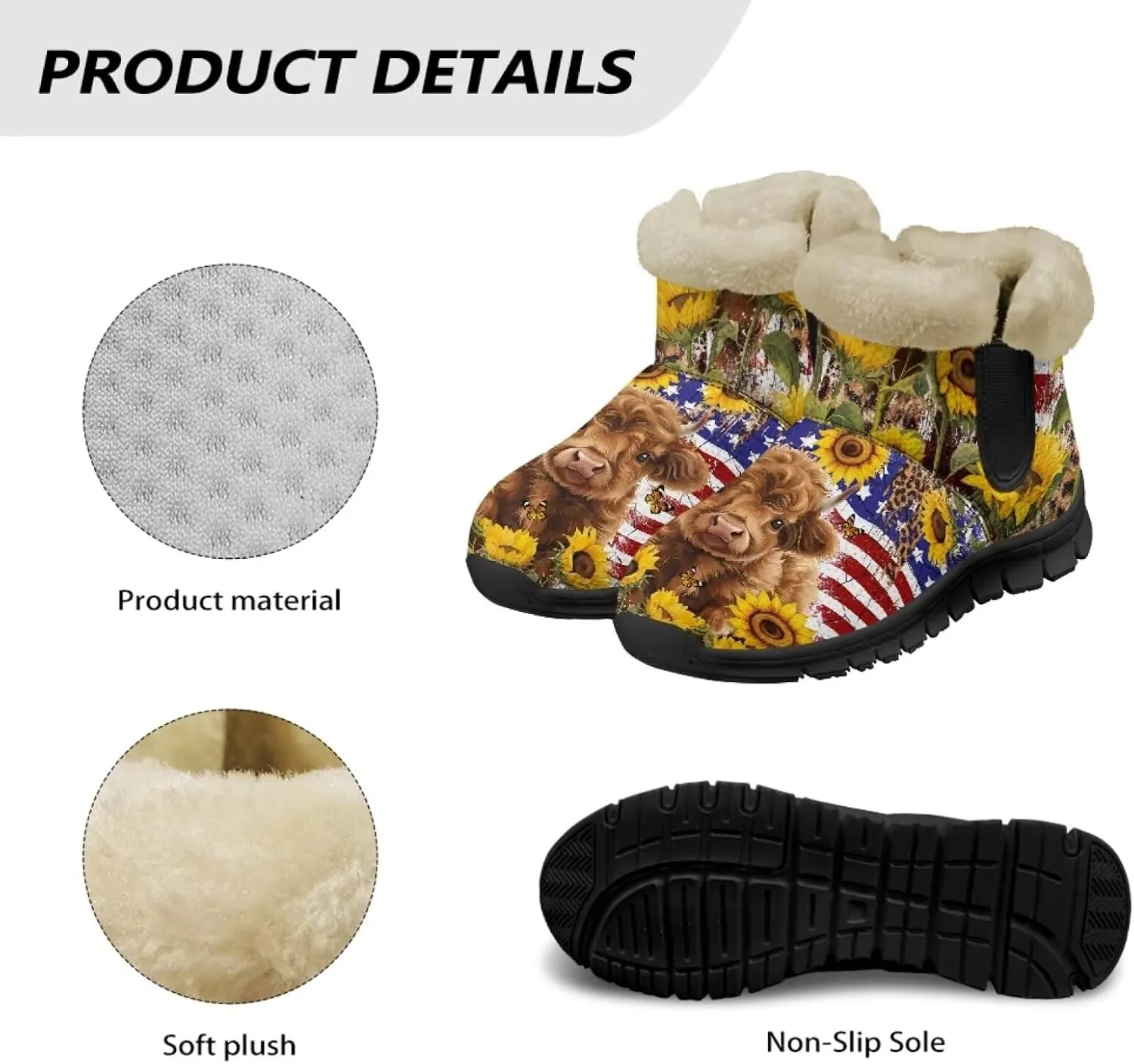 UNICEU Women's Snow Boots Warm Non-slip Womens Booties and Ankle Boots Winter Shoes Plush Lined Fuzzy Boots Walking Shoes
