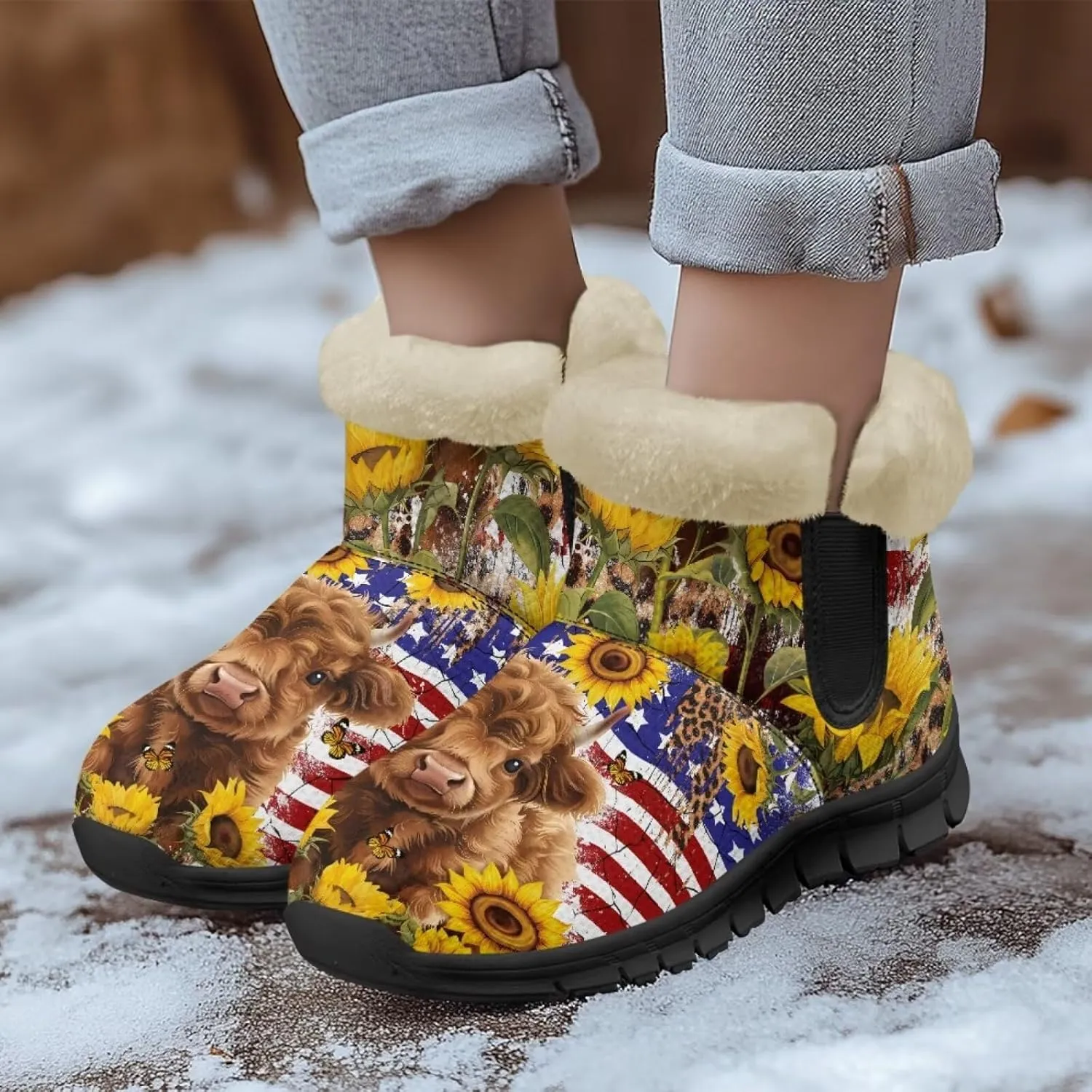UNICEU Women's Snow Boots Warm Non-slip Womens Booties and Ankle Boots Winter Shoes Plush Lined Fuzzy Boots Walking Shoes