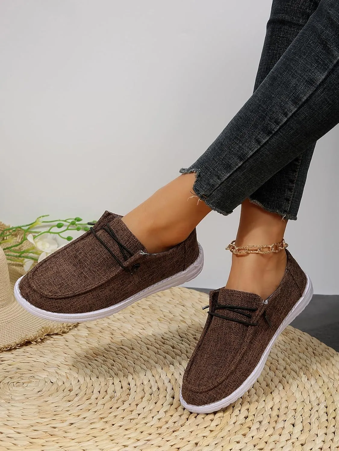 Unisex Aztec Pattern Canvas Loafers Elastic Strips Closure Slip-on Sneakers Comfort Easy-Walking Boat Couple Shoes Ultralight Breathable Sports Shoes for Women/Men Adults/Teenagers, Green/Blue/Yellow