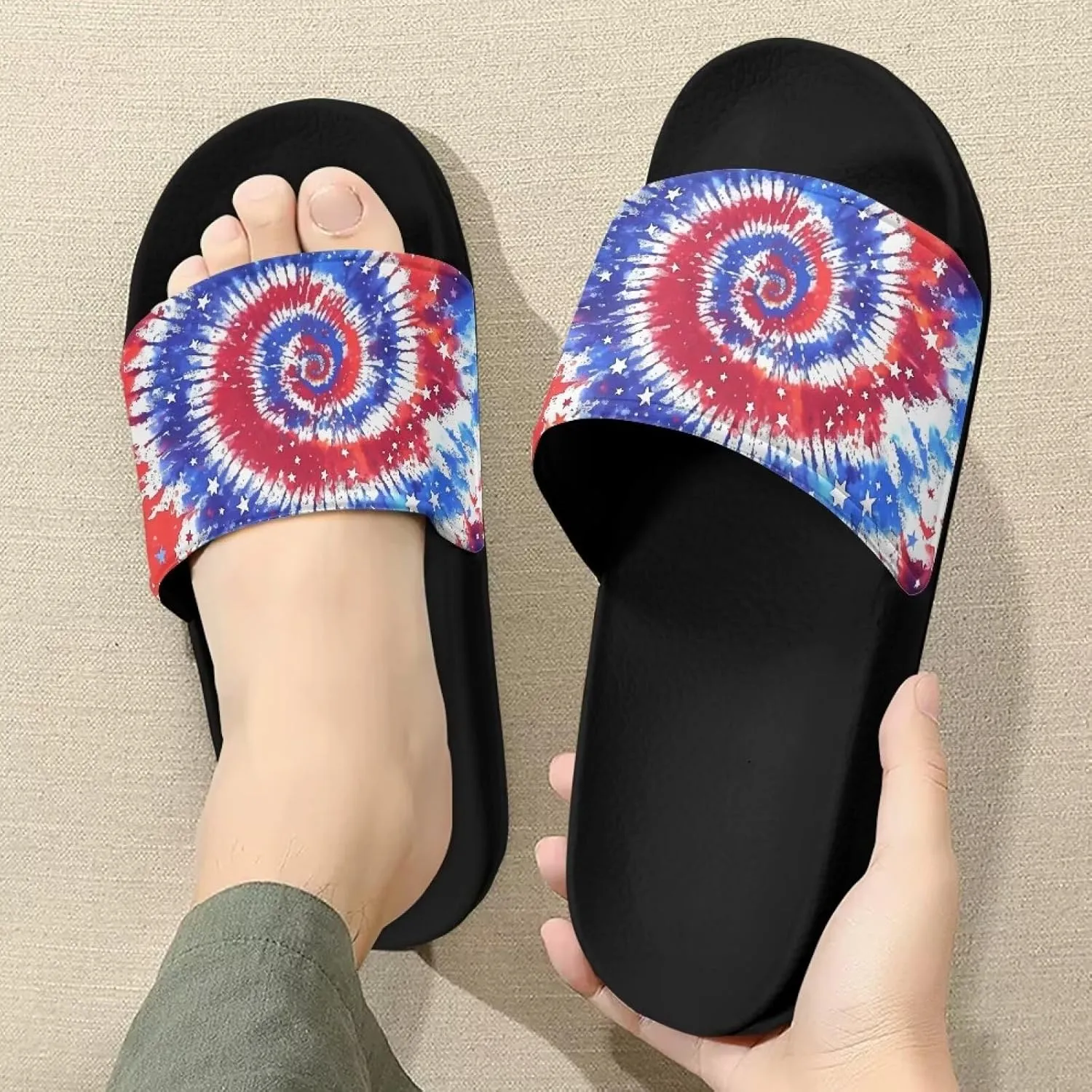 Unisex Slide Sandals with Soft Footbed Comfort Slides for Women and Men, Slide Sandals Leather Size 6-13.5
