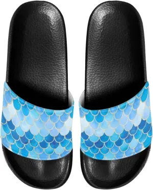 Unisex Slide Sandals with Soft Footbed Comfort Slides for Women and Men, Slide Sandals Leather Size 6-13.5