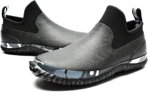 Unisex Waterproof Garden Shoes Ankle Rain Boots Mud Muck Rubber Slip-On Footwear with Comfort Insole for Women Men