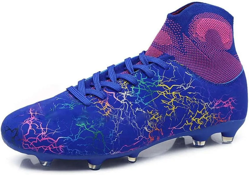 Unisex's AG Cleats Training Football Sneakers Sports Non-Slip Long Studs High-Top Soccer Shoes for Youth