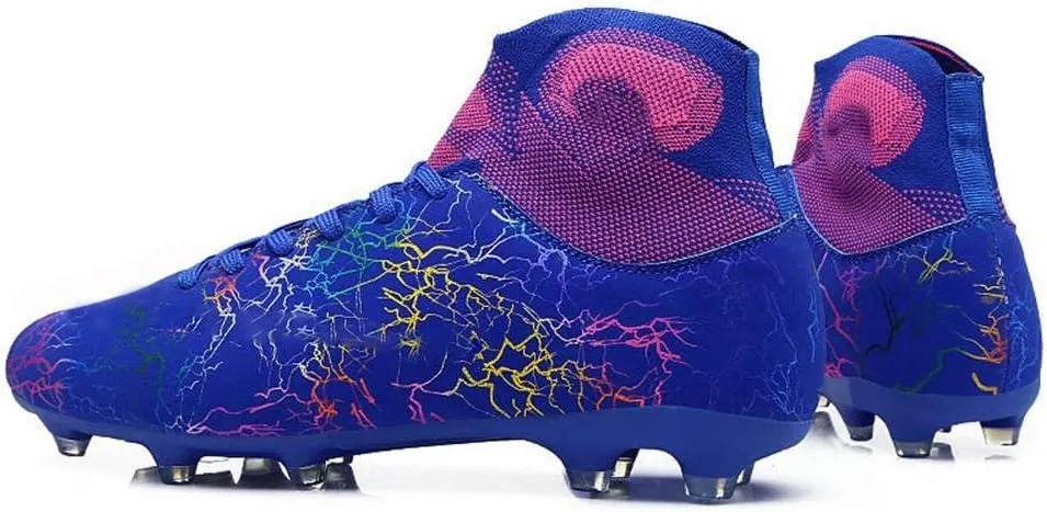 Unisex's AG Cleats Training Football Sneakers Sports Non-Slip Long Studs High-Top Soccer Shoes for Youth