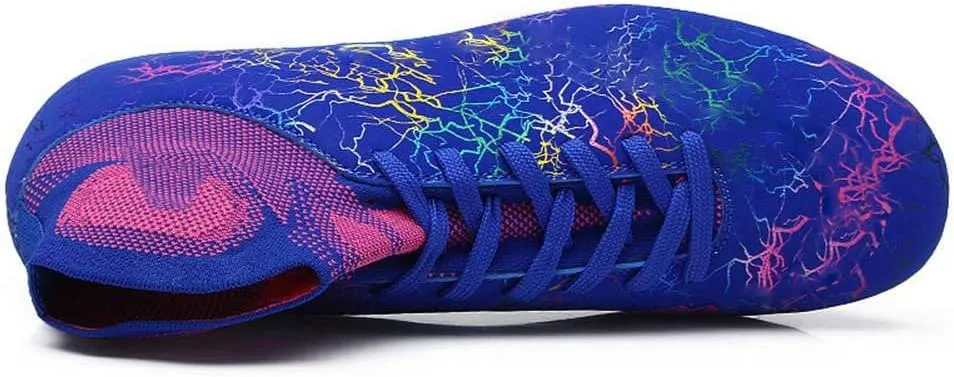 Unisex's AG Cleats Training Football Sneakers Sports Non-Slip Long Studs High-Top Soccer Shoes for Youth