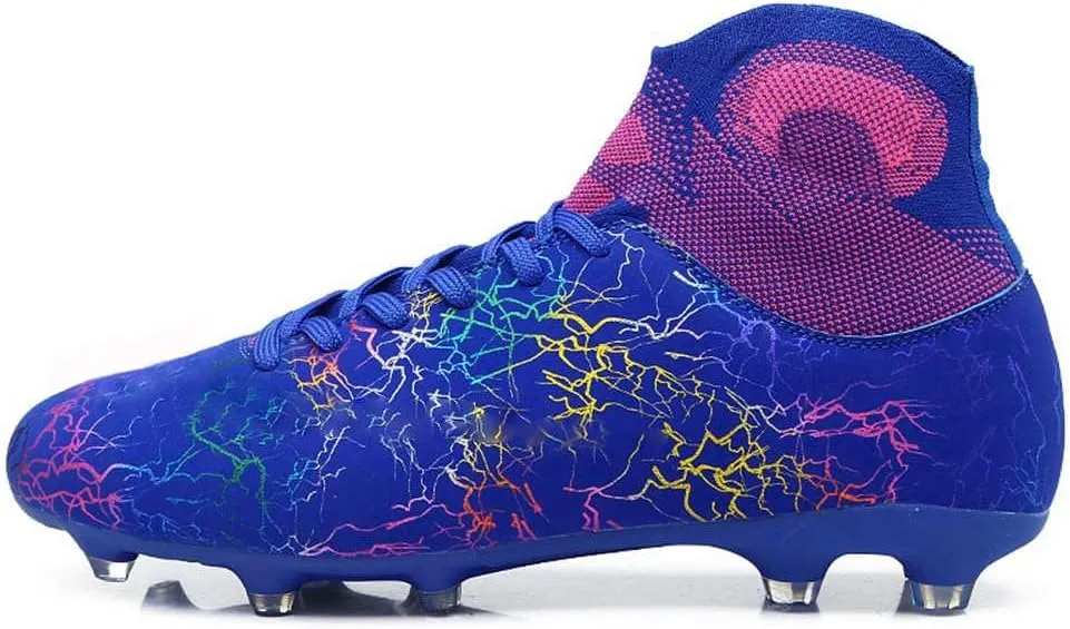 Unisex's AG Cleats Training Football Sneakers Sports Non-Slip Long Studs High-Top Soccer Shoes for Youth
