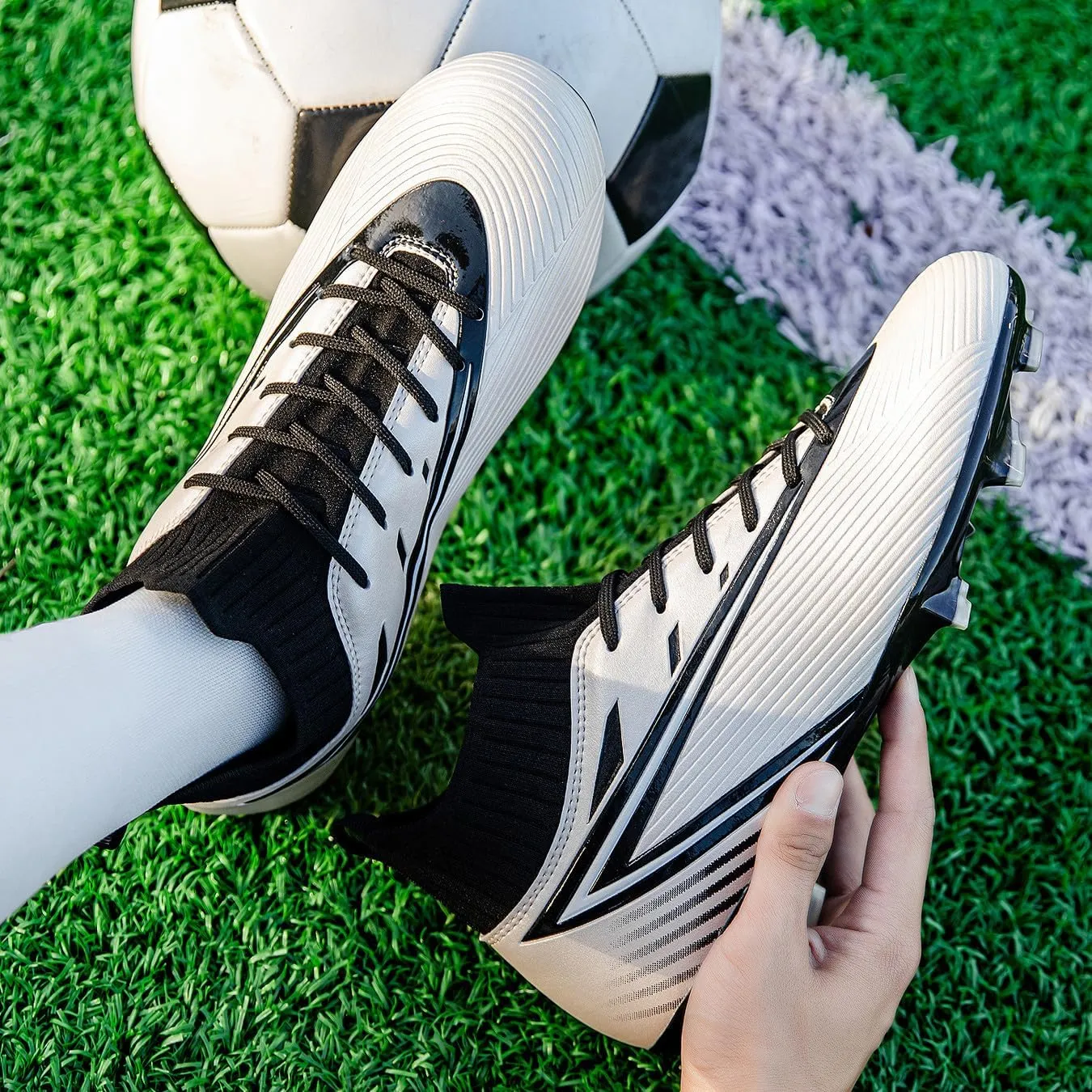 Unisex's Fashion Sports High-Top FG Trainers Cleats Football Sneakers Long Studs AG Soccer Shoes