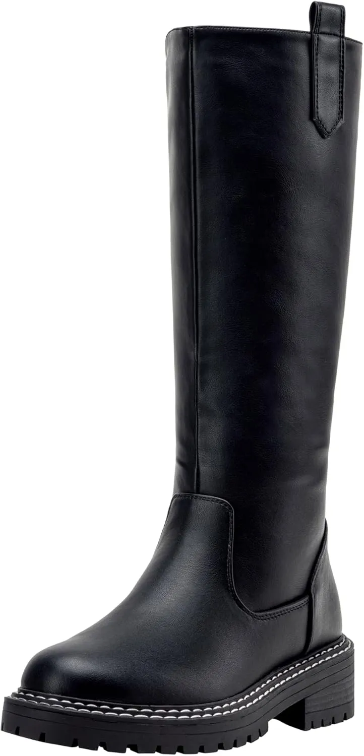 Vepose Women’s 9658 Knee High Boots Low Heel, Platform Tall Boots with Side Zipper for Ladies