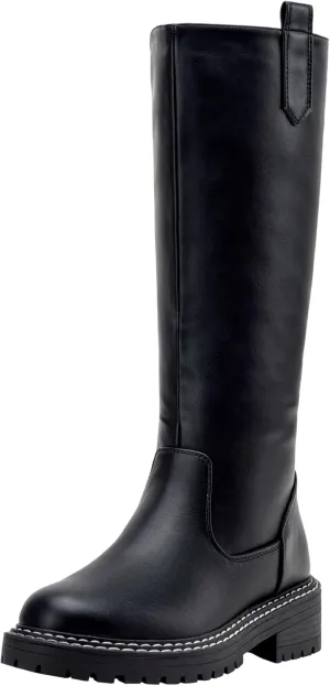 Vepose Women’s 9658 Knee High Boots Low Heel, Platform Tall Boots with Side Zipper for Ladies