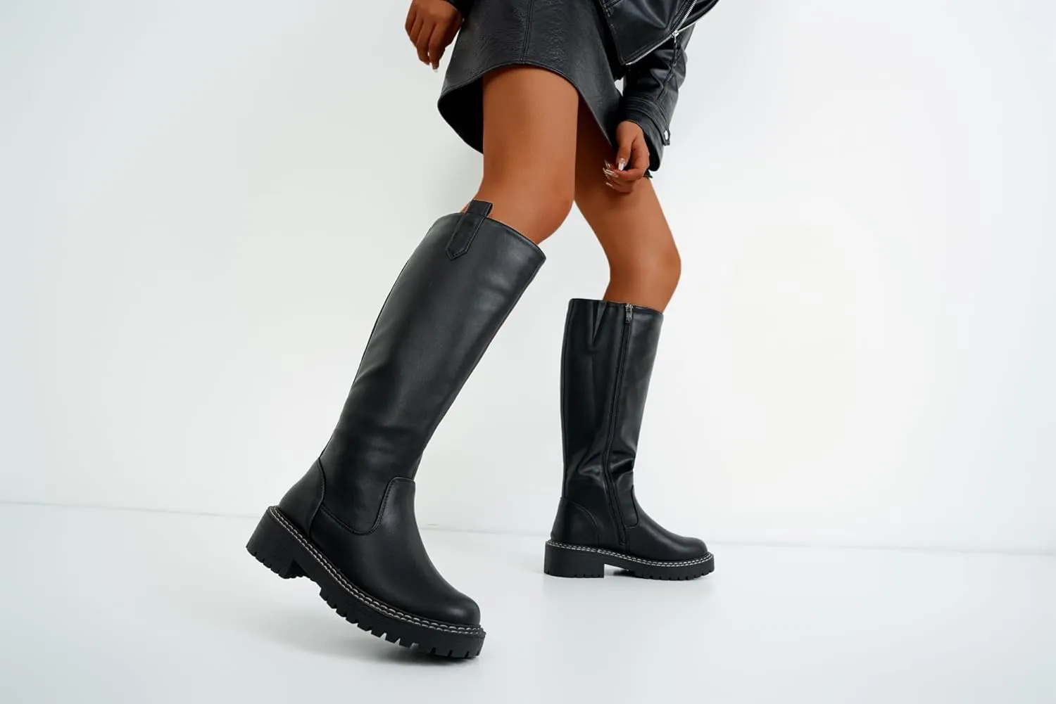 Vepose Women’s 9658 Knee High Boots Low Heel, Platform Tall Boots with Side Zipper for Ladies