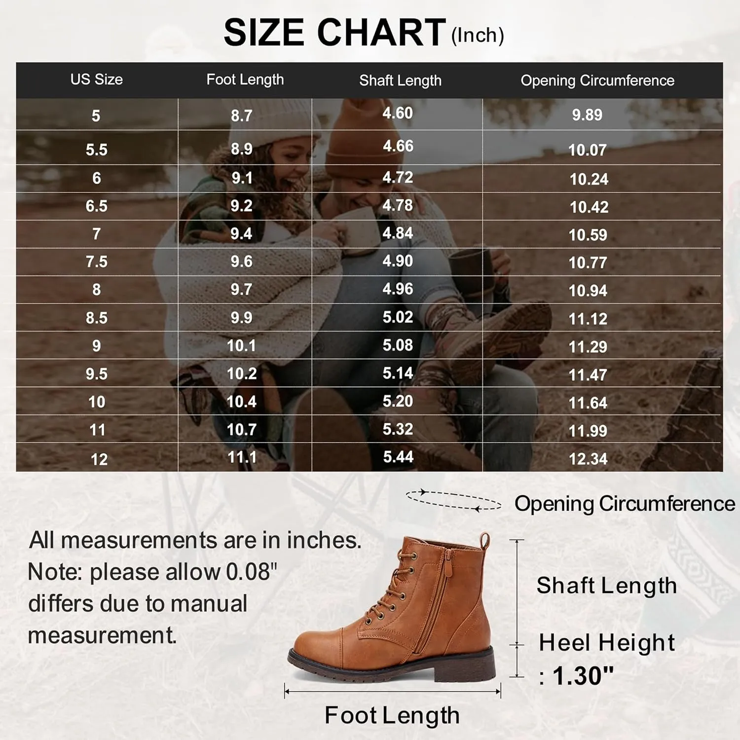 Vepose Women's Ankle Boots Lace up, Flat Fashion Combat Booties Low Heel