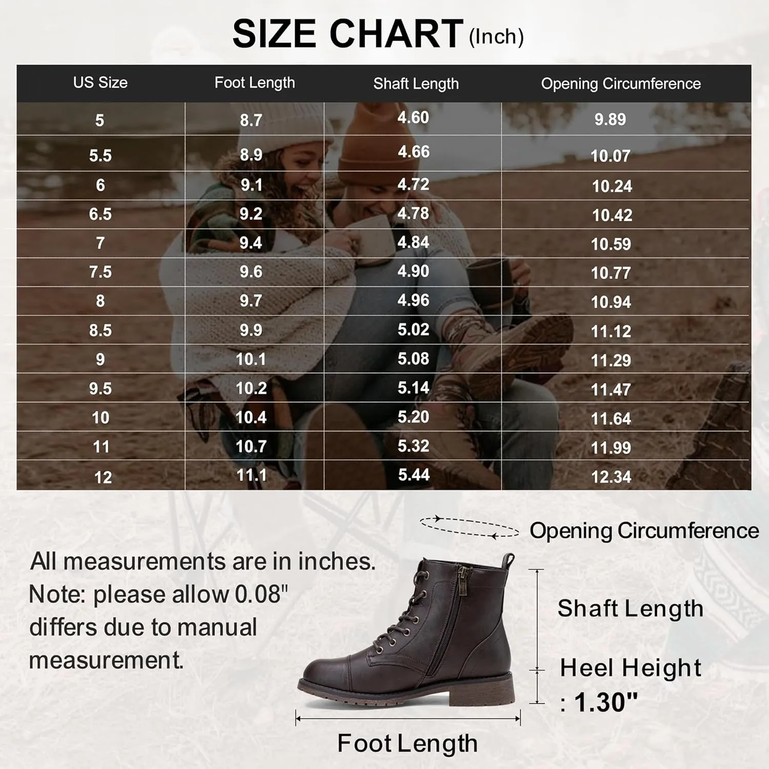 Vepose Women's Ankle Boots Lace up, Flat Fashion Combat Booties Low Heel