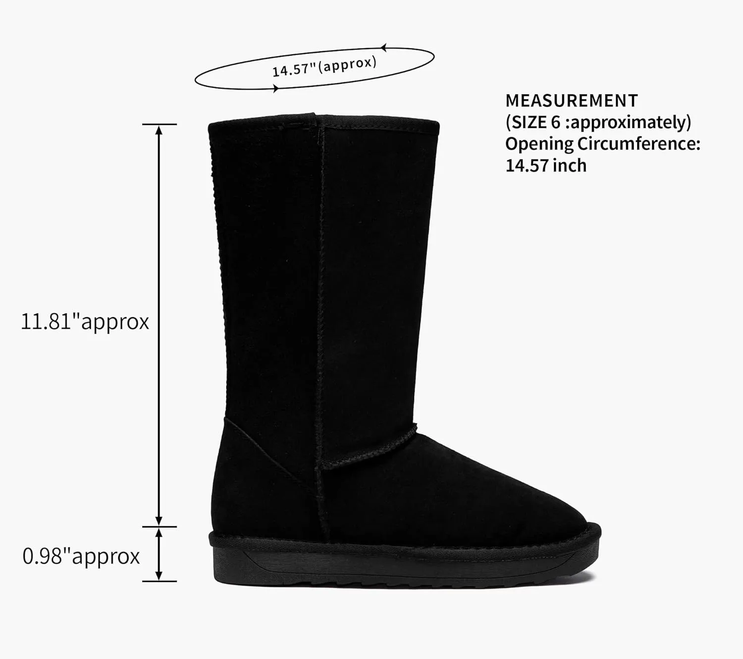Vepose Women's Winter Snow Boots Warm Fur Mid Calf Tall Suede Fuzzy Slip on Shoes