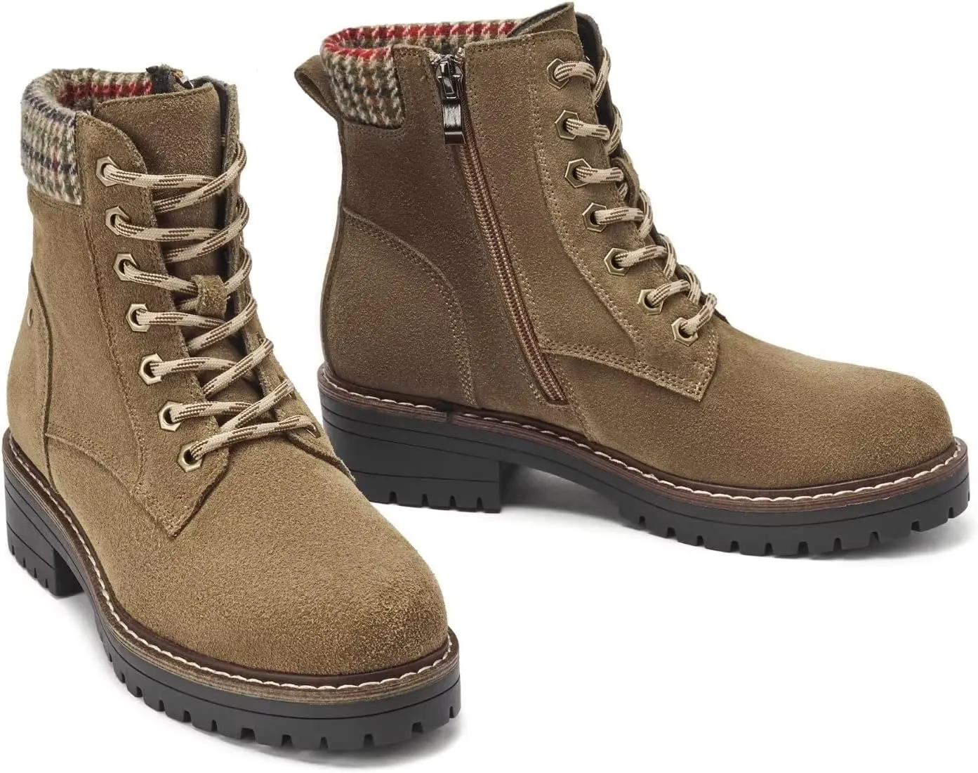 VERDASCO Womens Boots Ladies Casual Water-Resistant Lace Up With Zipper Inside Boots Fashion Round Toe Lug Sole Ankle Boots&Booties for Women