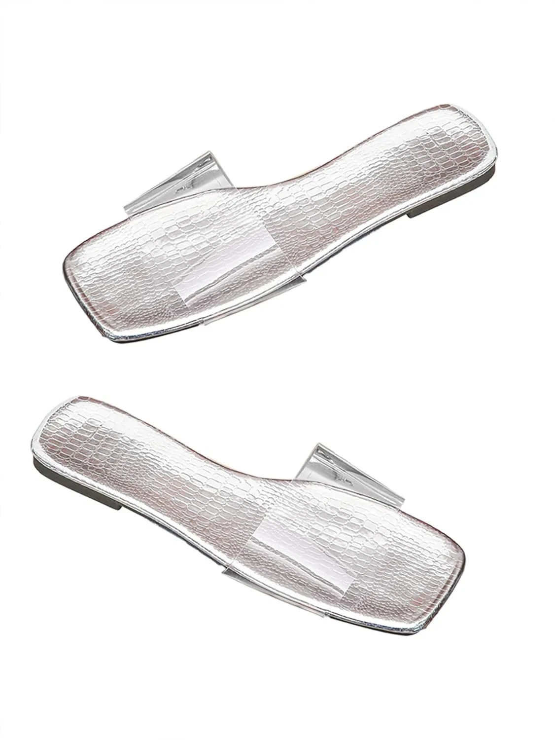 Verdusa Women's Clear Flat Sandals Open Toe Slide Sandals Summer Transparent Sandals