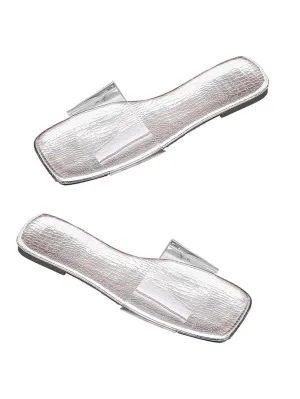 Verdusa Women's Clear Flat Sandals Open Toe Slide Sandals Summer Transparent Sandals
