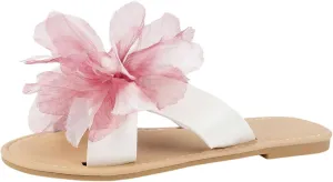 Verdusa Women's Holiday Floral Criss Cross Two Band Flat Sandals Open Toe Summer Slippers