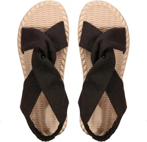 Verdusa Women's Open Toe Elastic Ankle Strap Flat Sandals Summer Shoes