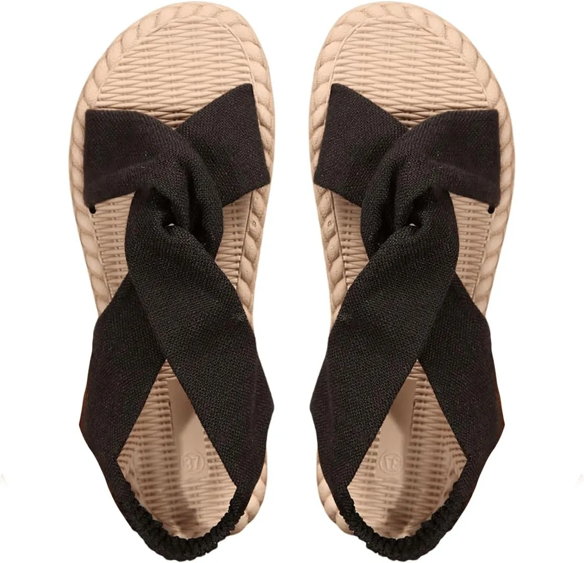 Verdusa Women's Open Toe Elastic Ankle Strap Flat Sandals Summer Shoes